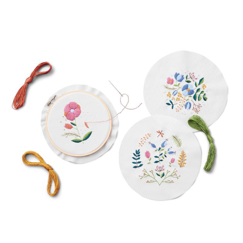 slide 4 of 4, Floral Embroidery Kit - Mondo Llama™: DIY Art Kit with Hoop, Needle & Floss for Adults, 1 ct