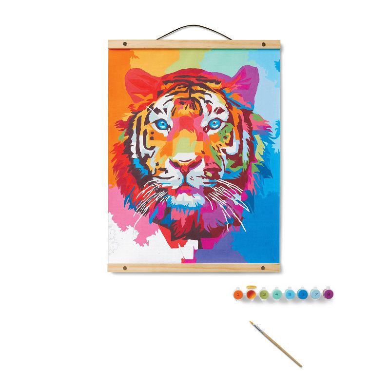 slide 4 of 4, Paint by Number Kit Tiger - Mondo Llama™: Acrylic Painting Kit for Adults with Frame & Instructions, 1 ct