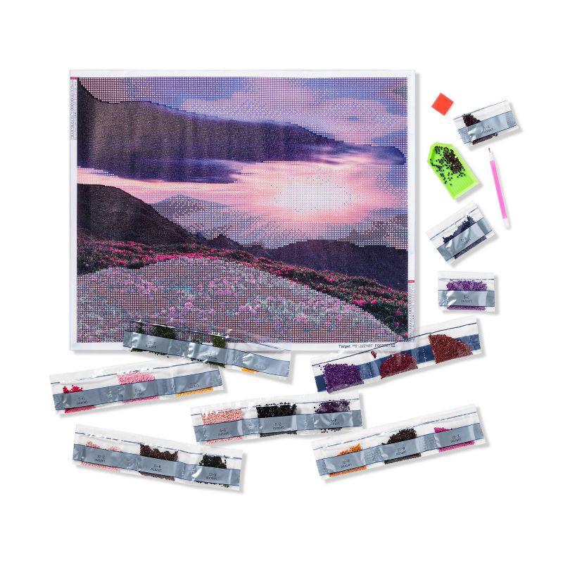slide 2 of 4, Gem by Number Kit Sunset - Mondo Llama™: DIY Art Kit, Includes Gems & Fabric, Adult Craft Activity, 1 ct