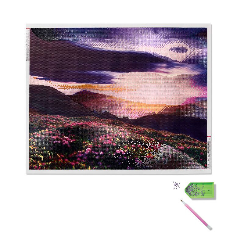 slide 4 of 4, Gem by Number Kit Sunset - Mondo Llama™: DIY Art Kit, Includes Gems & Fabric, Adult Craft Activity, 1 ct