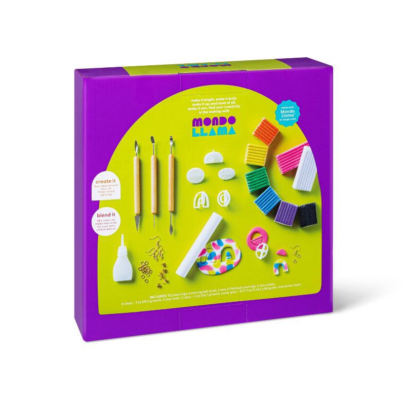slide 3 of 4, Clay Jewelry Kit - Mondo Llama™: DIY Art Kit with Earring Hooks & Molds for Making Clay Bracelets & Jewelry, 1 ct