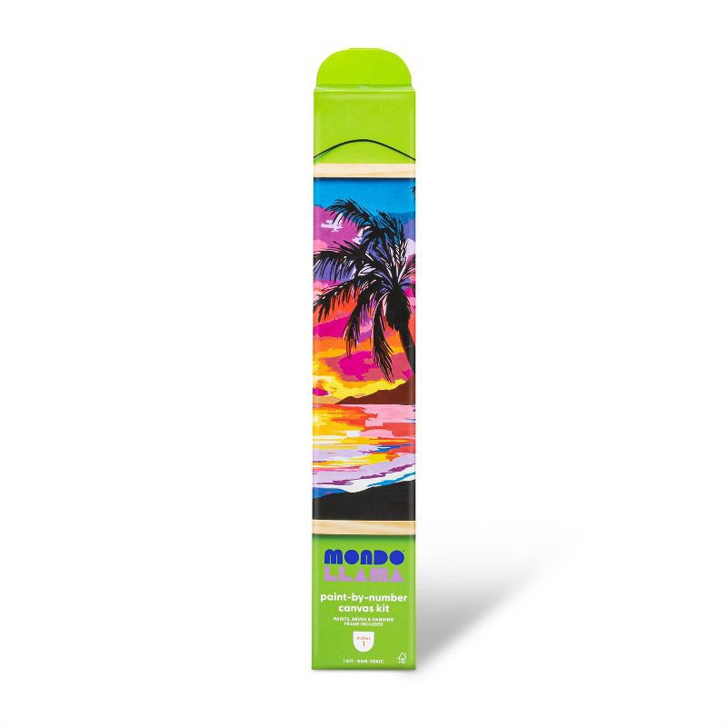 slide 1 of 4, Paint by Number Kit Tropical Beach Scene - Mondo Llama™: Adult DIY Art, Acrylic Paints, Fabric, Brush Included, 1 ct