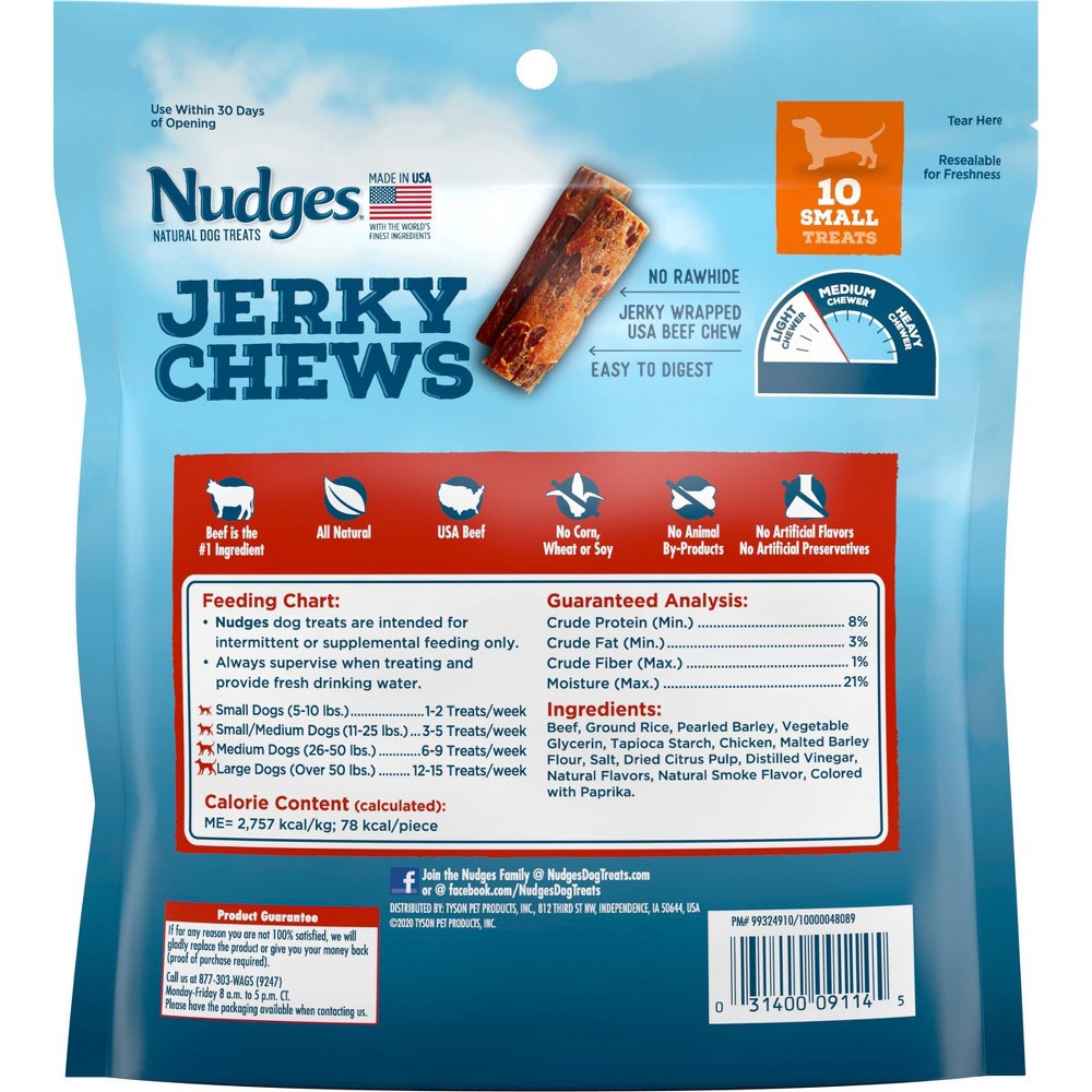 slide 3 of 5, Blue Buffalo Nudges Jerky Chews Beef Dog Treats - 10ct, 10 ct