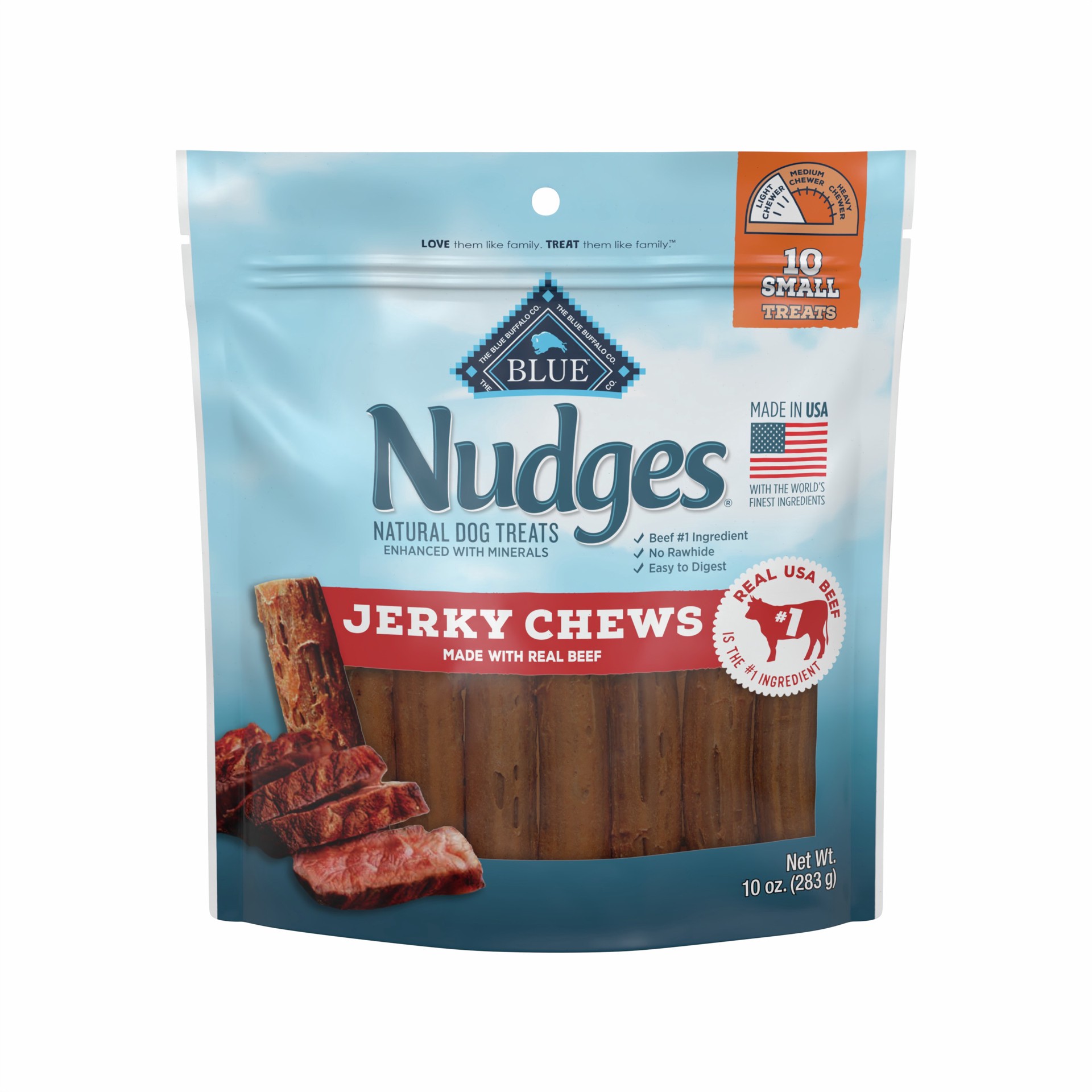 slide 1 of 5, Blue Buffalo Nudges Jerky Chews Beef Dog Treats - 10ct, 10 ct