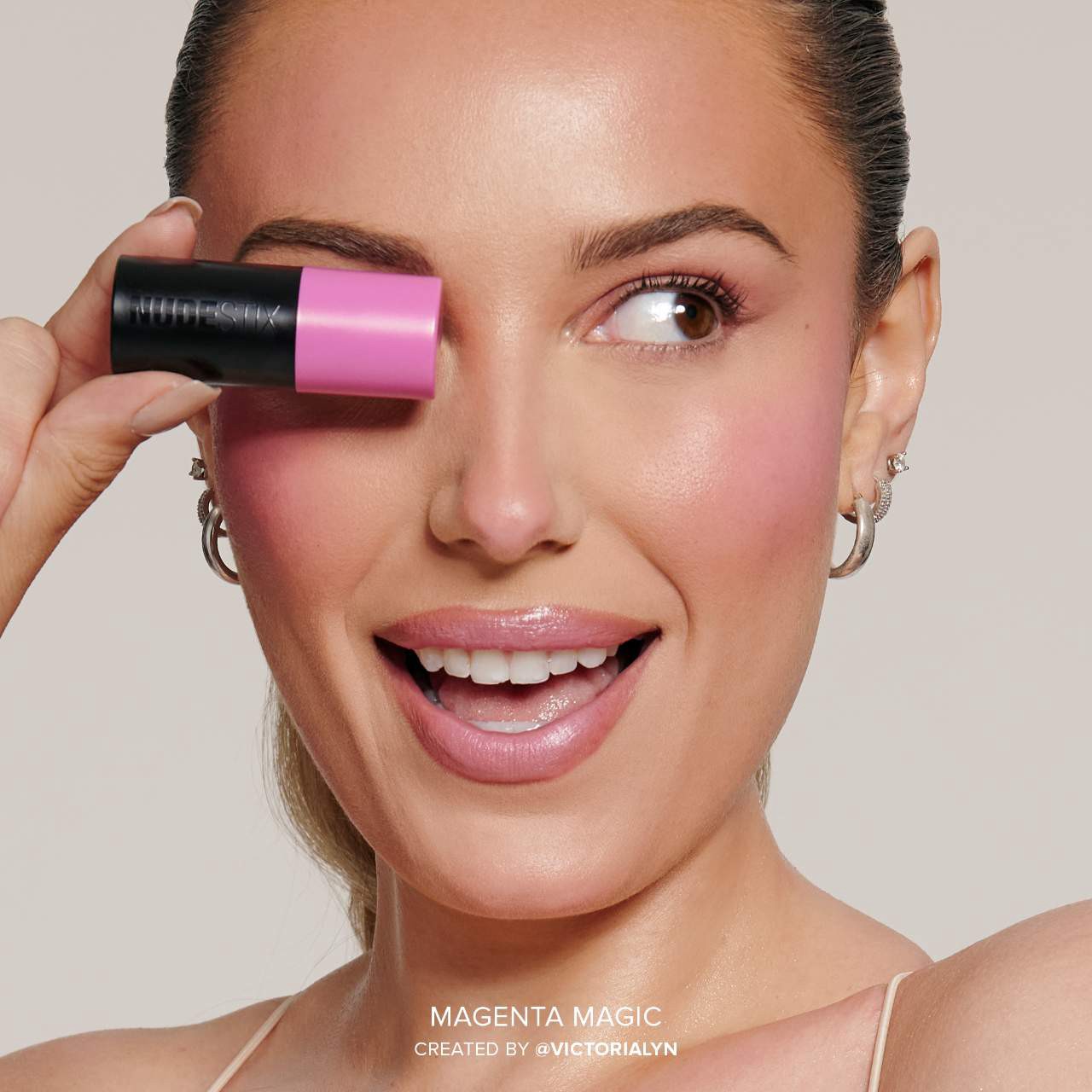 slide 3 of 9, NUDESTIX Nudies Matte Blush + Glow Core Magenta Magic, 0.21 oz / 6 gram