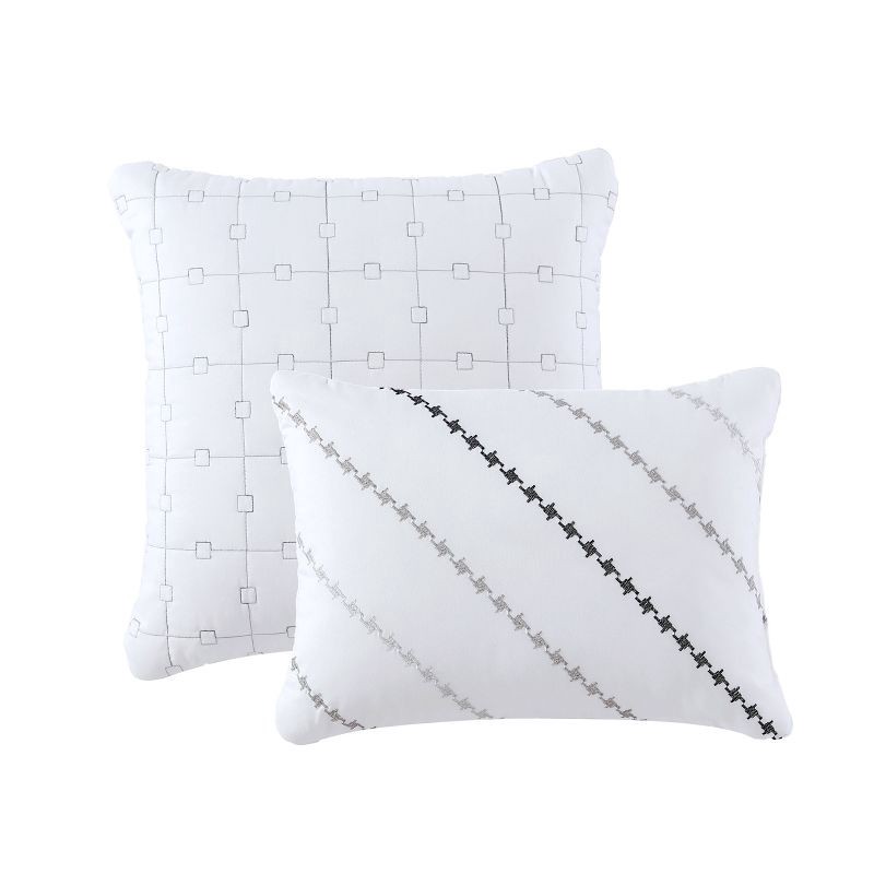 slide 7 of 7, Hallmart Collectibles 12pc Queen Delphi Embroidered Stripe Comforter & Sheets Bedding Set - White/Gray, 12 ct