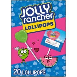 Jolly Rancher Valentine's Day Assorted Fruit Candy Lollipops Classroom Exchange - 9.2oz/20ct