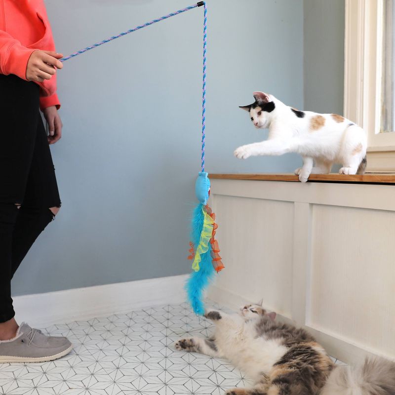 slide 6 of 6, Quirky Kitty Purrtato Chips Wand Cat Toy - Blue, 1 ct