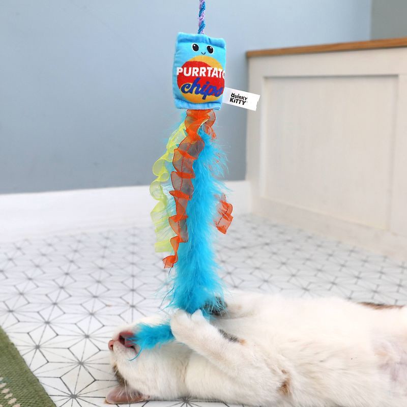 slide 5 of 6, Quirky Kitty Purrtato Chips Wand Cat Toy - Blue, 1 ct