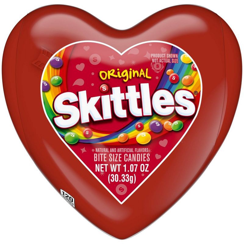 slide 1 of 1, Skittles Valentine's Plastic Heart Candy Gift - 1.07oz, 1.07 oz