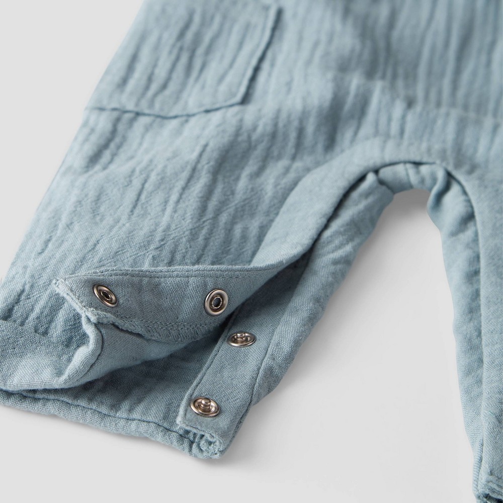 slide 2 of 4, Baby Boys' Organic Cotton Creek Gauze Overalls - little planet by carter's Blue NB, 1 ct