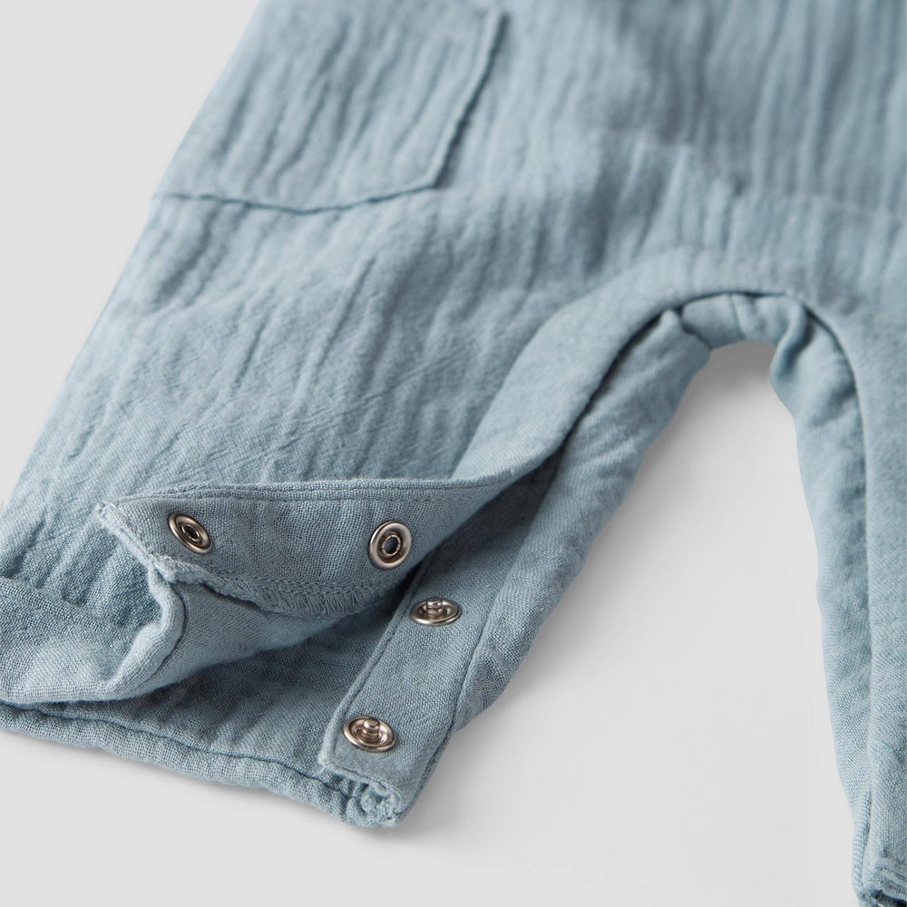 slide 3 of 4, Baby Boys' Organic Cotton Creek Gauze Overalls - little planet by carter's Blue NB, 1 ct