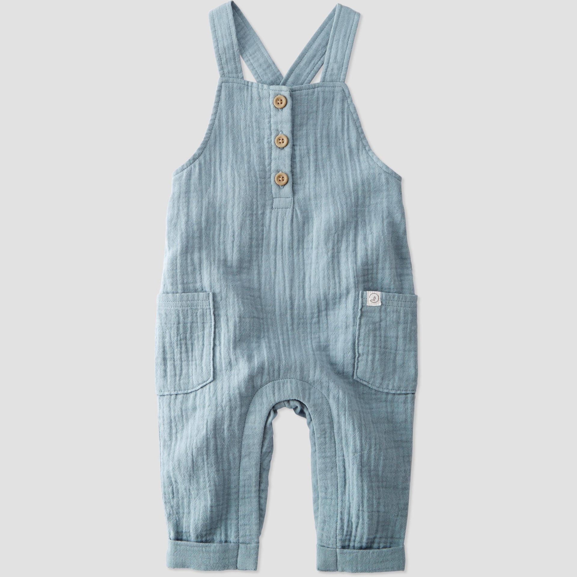 slide 1 of 4, Baby Boys' Organic Cotton Creek Gauze Overalls - little planet by carter's Blue NB, 1 ct