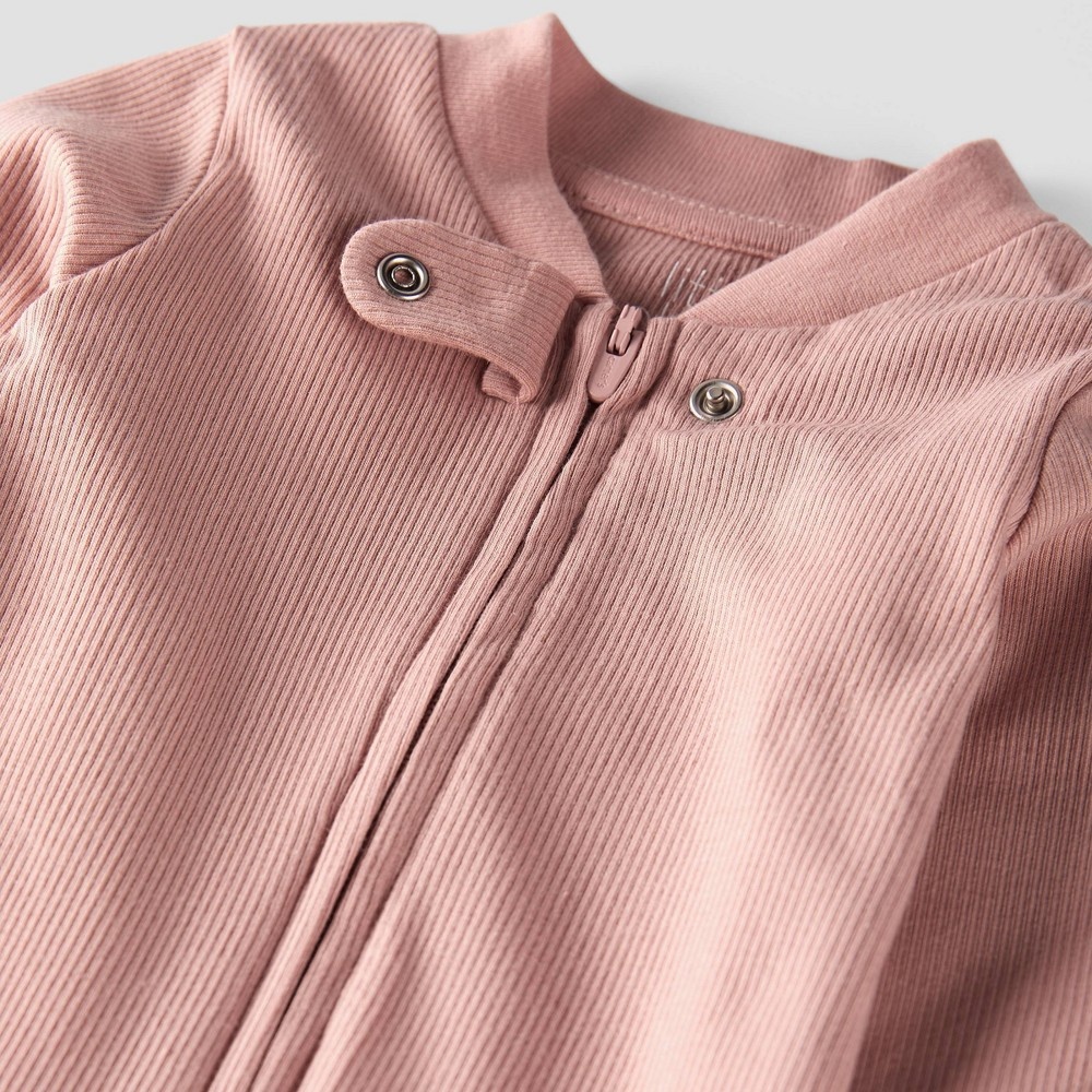 slide 2 of 3, Baby Girls' Organic Cotton Rib Sleep N' Play - little planet by carter's Pink Newborn, 1 ct