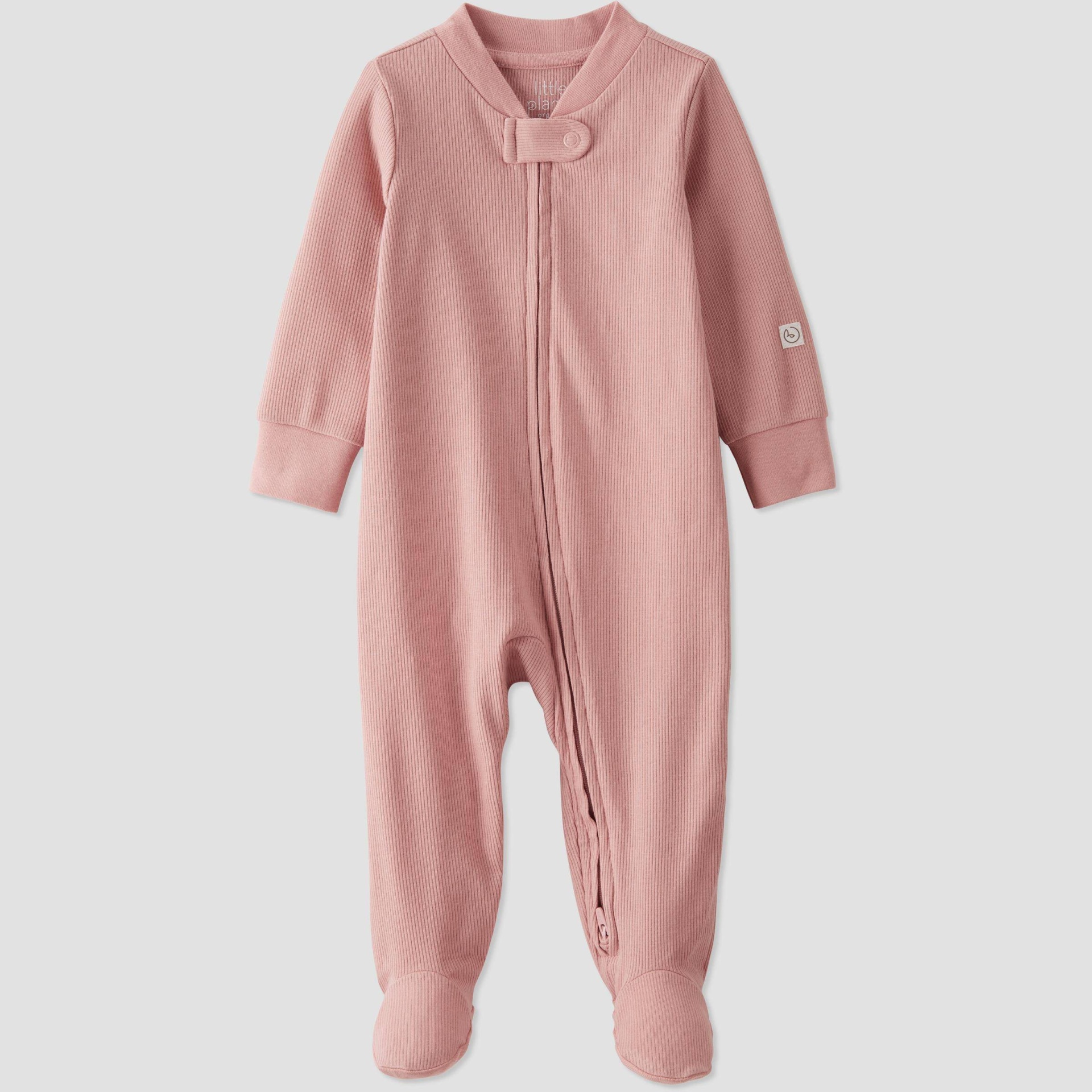 slide 1 of 3, Baby Girls' Organic Cotton Rib Sleep N' Play - little planet by carter's Pink 3M, 1 ct