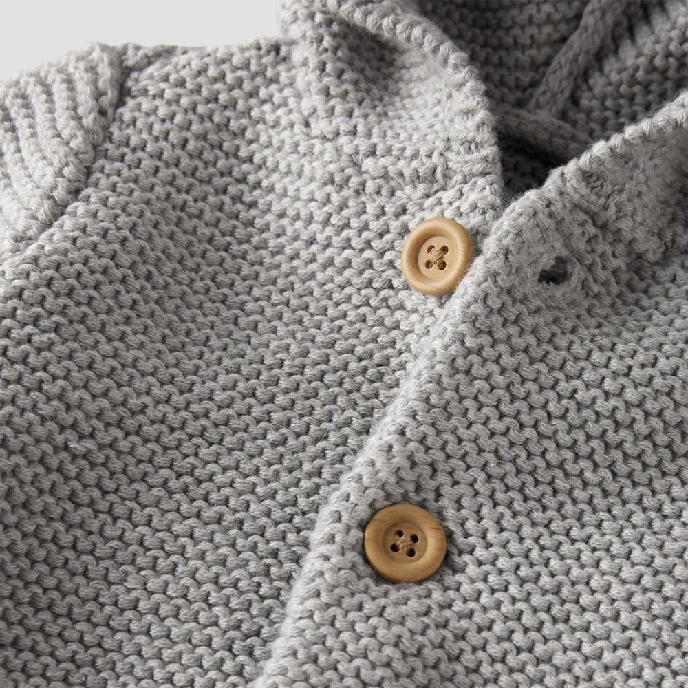 slide 2 of 5, Baby Organic Cotton Hooded Sweater - little planet by carter's Gray Newborn, 1 ct