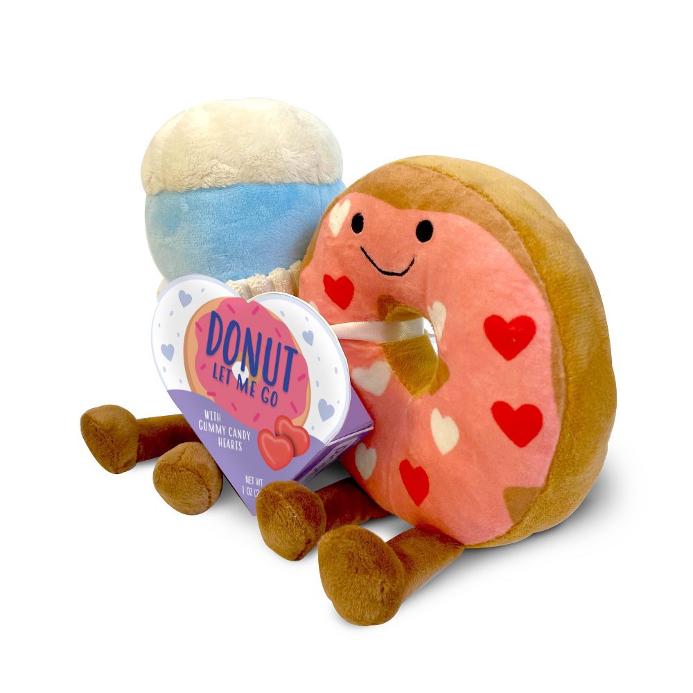 slide 6 of 7, Frankford Donut Date Valentine's Plush with Gummy Candy Hearts, 1 oz