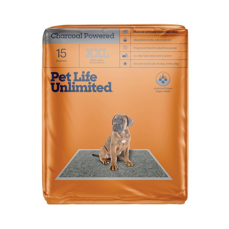 slide 1 of 8, Pet Life Unlimited Odor Controlling Training Pads with Charcoal for Dogs - XXL - 15ct, 15 ct