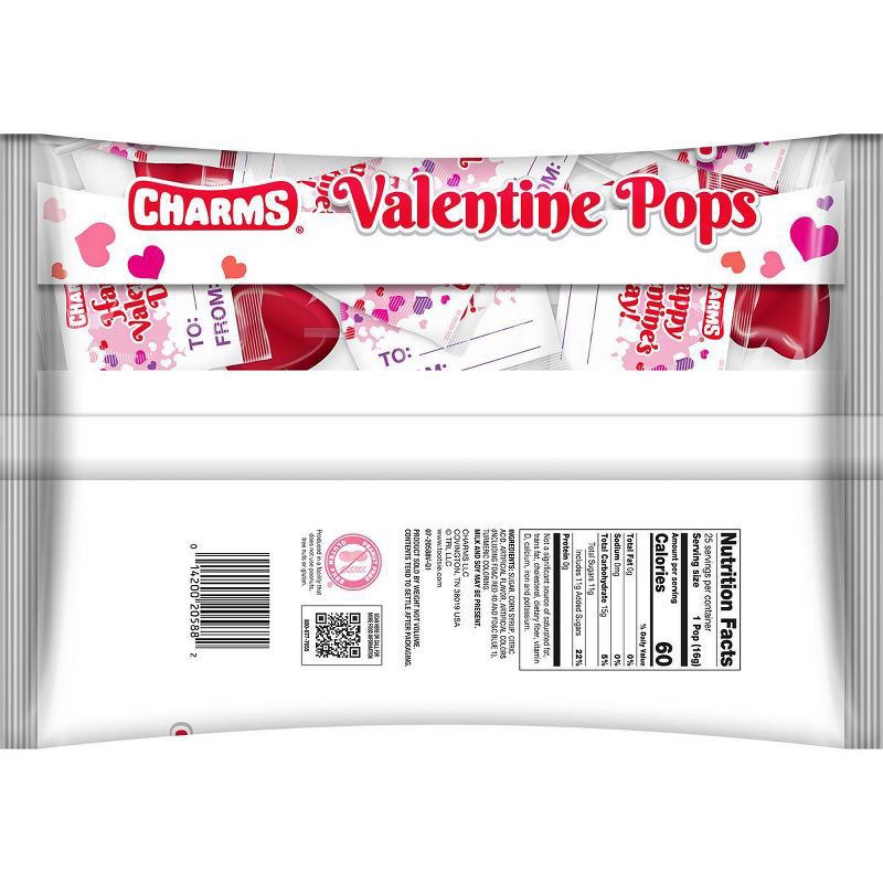 slide 2 of 3, Charms Valentine's Classroom Exchange Pops - 13.75oz/25ct, 13.75 oz, 25 ct