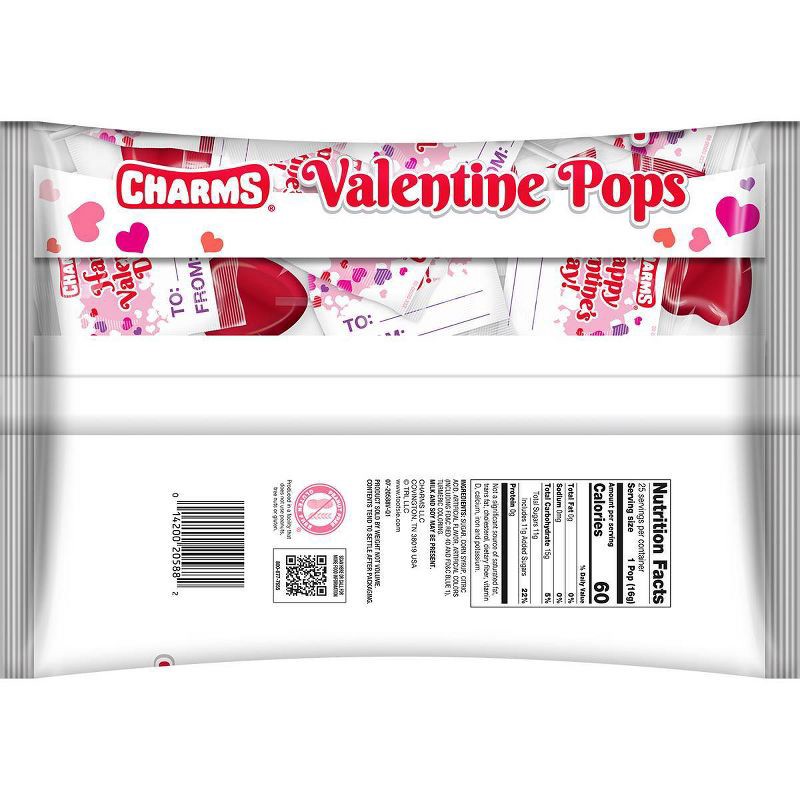 slide 2 of 3, Charms Valentine's Classroom Exchange Pops Candy - 13.75oz/25ct, 13.75 oz, 25 ct