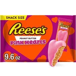 Reese's Valentine's Day Peanut Butter Pink Hearts Candy Snack Size - 9.6oz