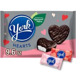 York Valentine's Day Dark Chocolate Peppermint Hearts Candy Snack Size - 9.6oz