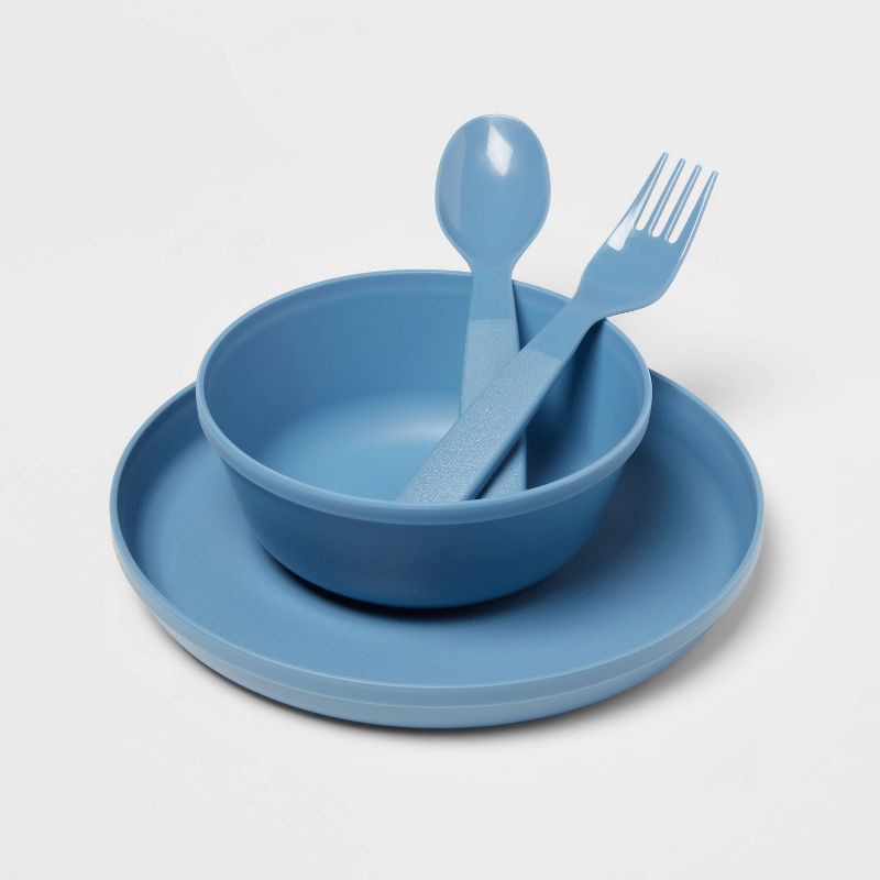 slide 4 of 5, Kids' 24pc Plastic Dinnerware Serving Set Cool Colors - Pillowfort™: Kids Dishes, Baby Plates, Service for 6, 24 ct