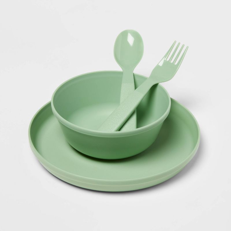 slide 5 of 5, Kids' 24pc Plastic Dinnerware Serving Set Cool Colors - Pillowfort™: Kids Dishes, Baby Plates, Service for 6, 24 ct