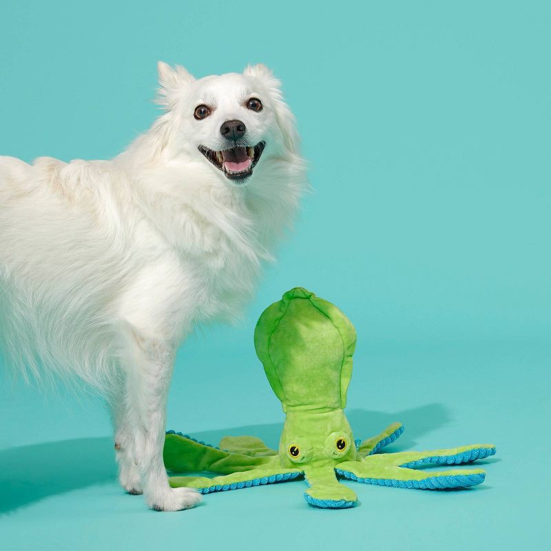 slide 2 of 5, BARK Billy The Squid Dog Toy - Green, 1 ct