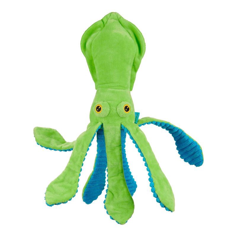 slide 1 of 5, BARK Billy The Squid Dog Toy - Green, 1 ct