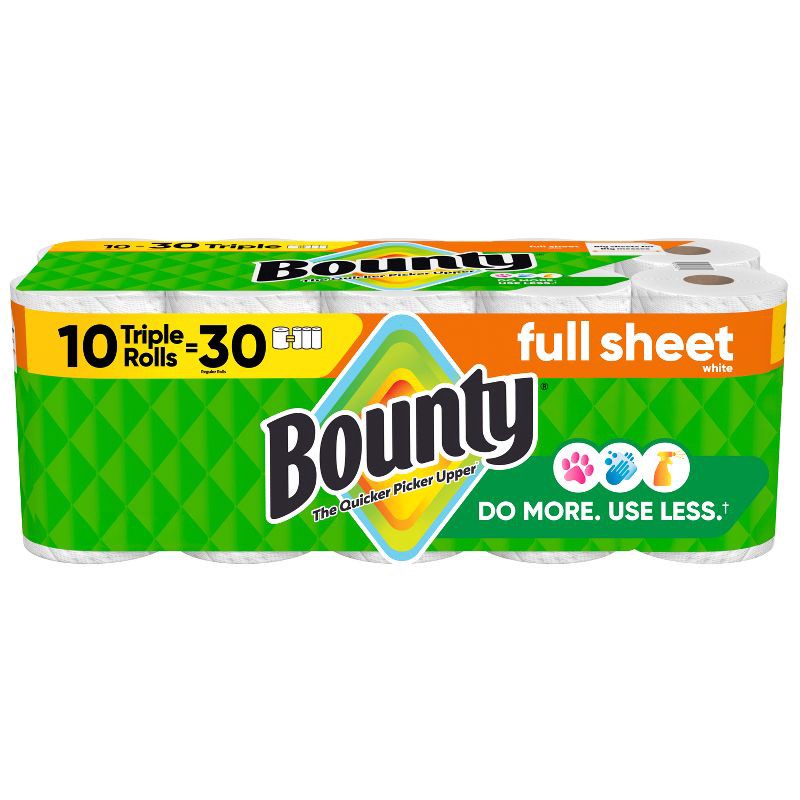 slide 1 of 16, Bounty Full Sheet Paper Towels - 10 Triple Rolls - 2-Ply - 75 Sheets, 1 ct