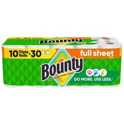 Bounty Full Sheet Paper Towels - 10 Triple Rolls - 2-Ply - 75 Sheets