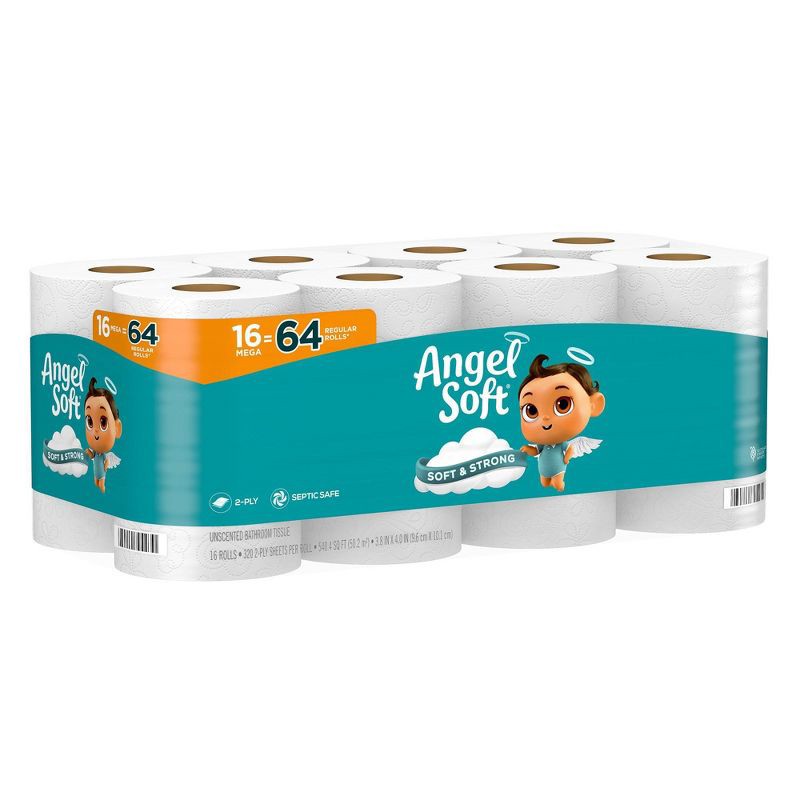 slide 2 of 8, Angel Soft Toilet Paper - 16 Mega Rolls, 1 ct