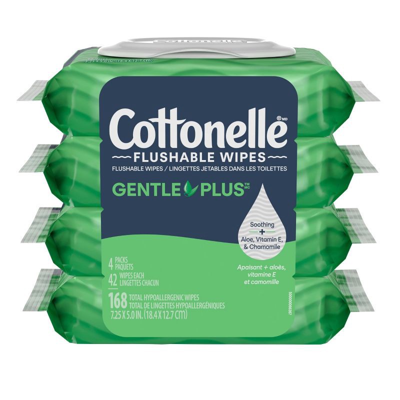 slide 2 of 7, Cottonelle GentlePlus Flushable Wipes - 4pk/42ct, 4 ct, 42 ct
