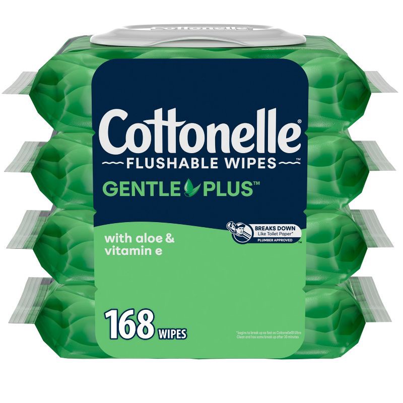 slide 1 of 11, Cottonelle GentlePlus Flushable Wipes - 4pk/42ct, 4 ct, 42 ct