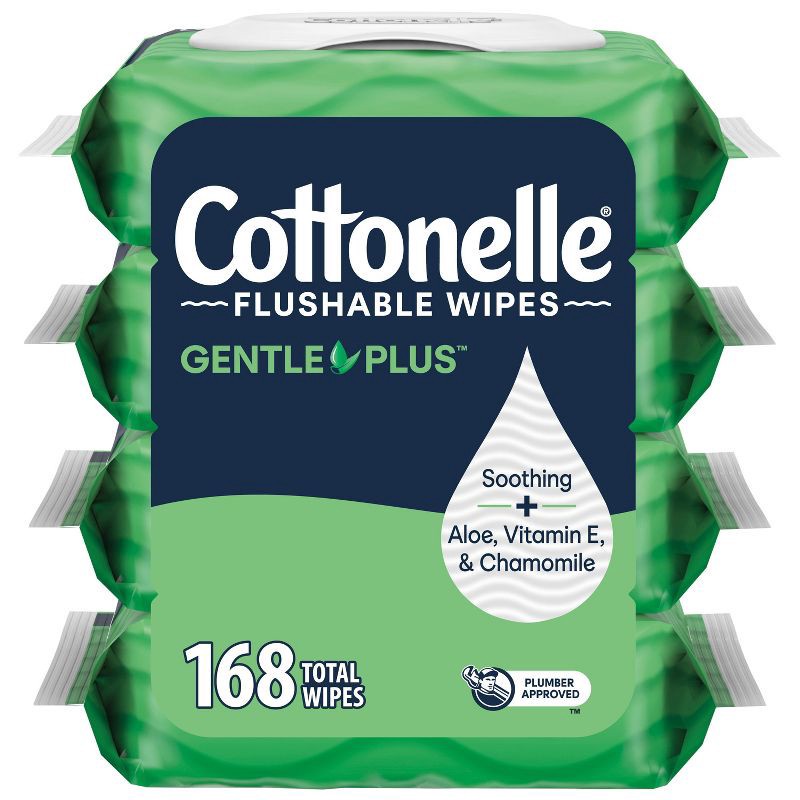 slide 1 of 7, Cottonelle GentlePlus Flushable Wipes - 4pk/42ct, 4 ct, 42 ct