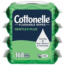 Cottonelle GentlePlus Flushable Wipes - 4pk/42ct: Unscented, Groin Area, Cotton Material