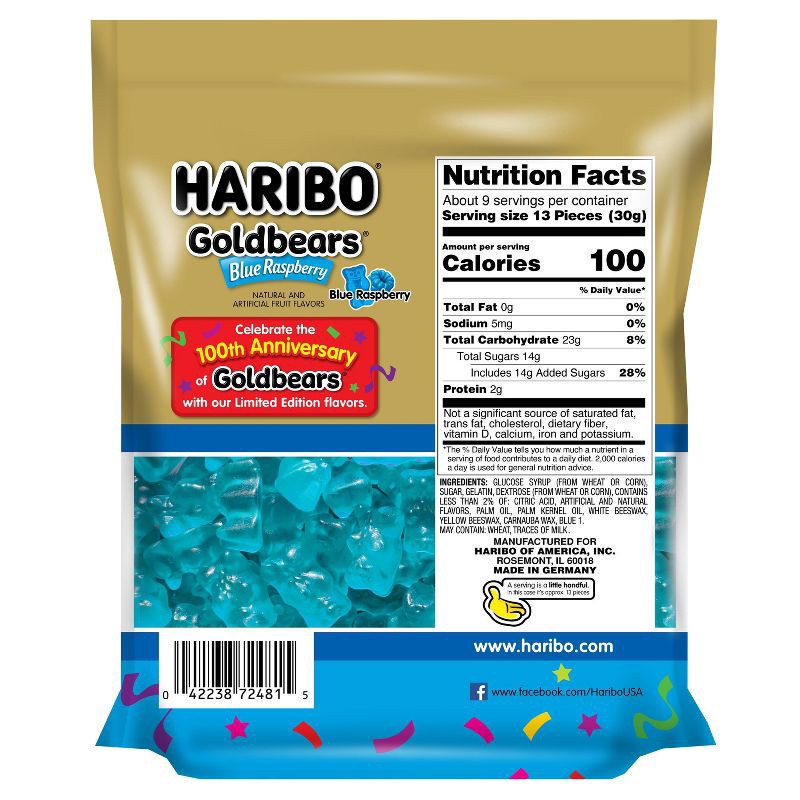 slide 3 of 3, Haribo Gold Bears Blue Raspberry - 9oz, 9 oz