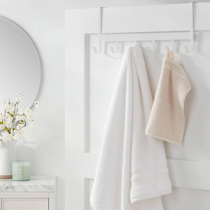 slide 2 of 3, Large Over the Door Hook 6 Hooks Matte White - Brightroom™: Steel, Powder-Coated, No Assembly, 0.95lb Weight Capacity, 0.95 lb