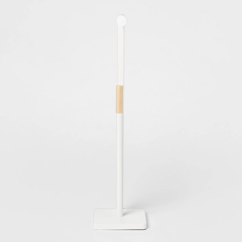 slide 1 of 4, Freestanding Toilet Paper Holder Matte White - Brightroom™: Steel Construction, 22.99" Height, Bathroom Storage, 1 ct