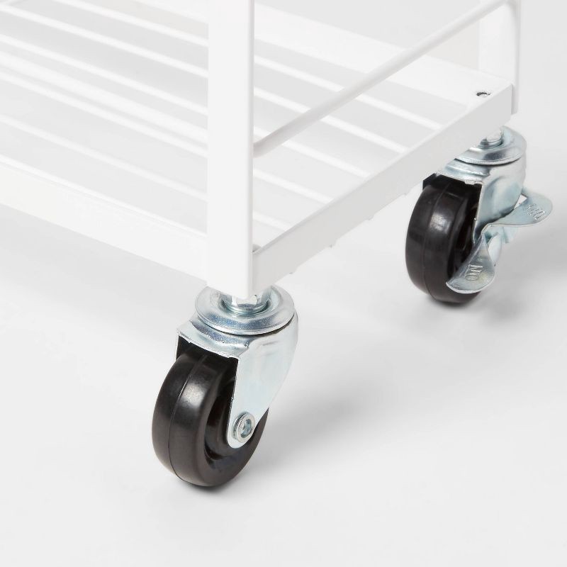 slide 3 of 3, Skinny Storage Cart Matte White - Brightroom™: Iron Utility Cart, No Assembly, Narrow Profile, 1 ct