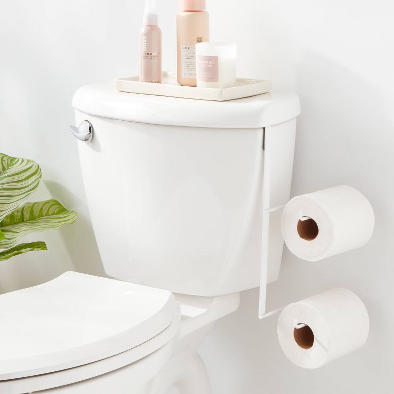 slide 2 of 3, Over the Tank Toilet Paper Holder Matte White - Brightroom™: Steel Bathroom Tissue Storage, Space Saver, 1 ct