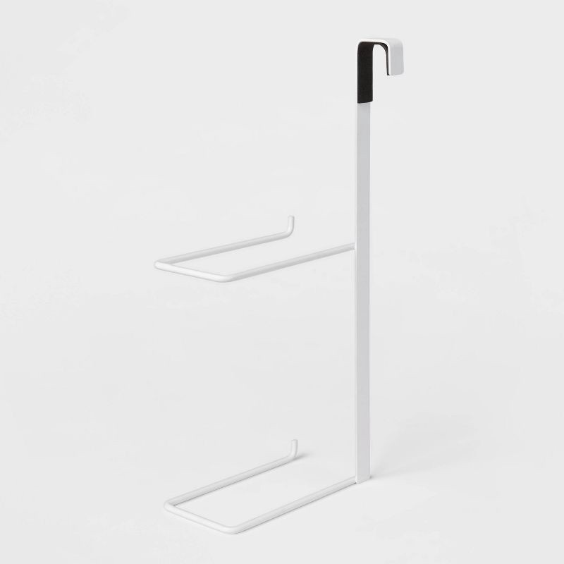 slide 3 of 3, Over the Tank Toilet Paper Holder Matte White - Brightroom™: Steel Bathroom Tissue Storage, Space Saver, 1 ct