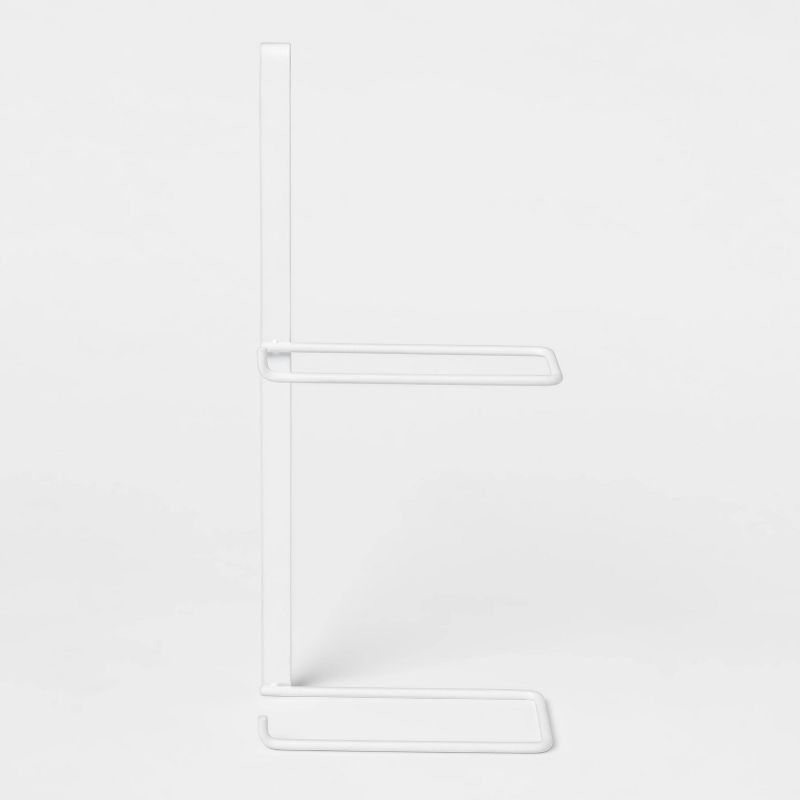 slide 1 of 3, Over the Tank Toilet Paper Holder Matte White - Brightroom™: Steel Bathroom Tissue Storage, Space Saver, 1 ct