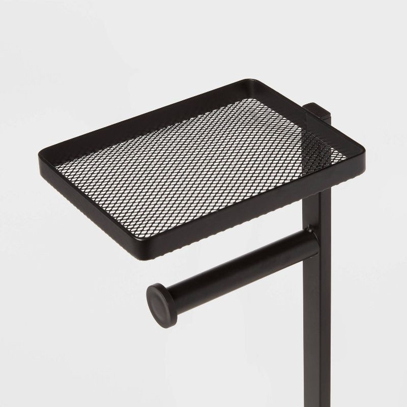 slide 4 of 4, Functional Toilet Paper Holder Matte Black - Brightroom™: Steel Freestanding, 25.51" Height, 7.01" Depth, 1 ct