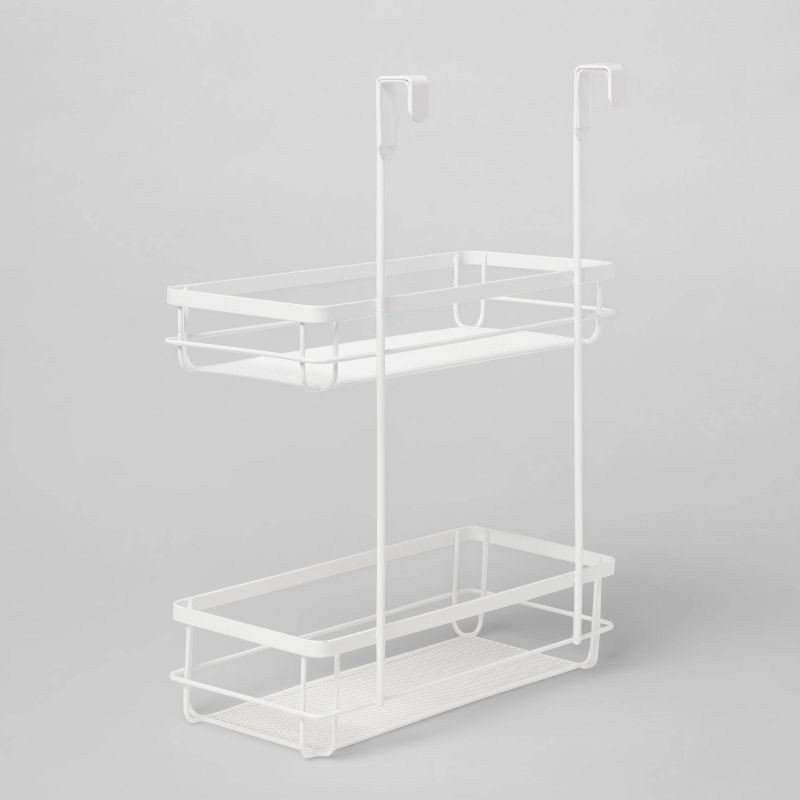 slide 3 of 3, Over the Cabinet Tiered Storage Matte White - Brightroom™: Metal Organizer for Bathroom, Under Sink Area, 1 ct