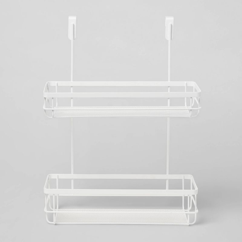 slide 1 of 3, Over the Cabinet Tiered Storage Matte White - Brightroom™: Metal Organizer for Bathroom, Under Sink Area, 1 ct
