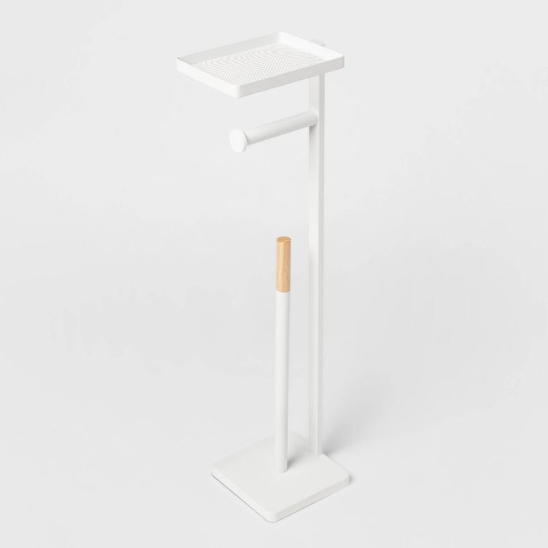 slide 3 of 4, Functional Toilet Paper Holder Matte White - Brightroom™: Steel Freestanding, 25.51" Height, 7.01" Depth, 1 ct