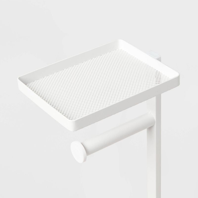 slide 4 of 4, Functional Toilet Paper Holder Matte White - Brightroom™: Steel Freestanding, 25.51" Height, 7.01" Depth, 1 ct