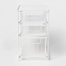 3 Tier Drawer Organizer Matte White - Brightroom™: Steel Multi-Compartment, Spot Clean, Utility Storage Bin